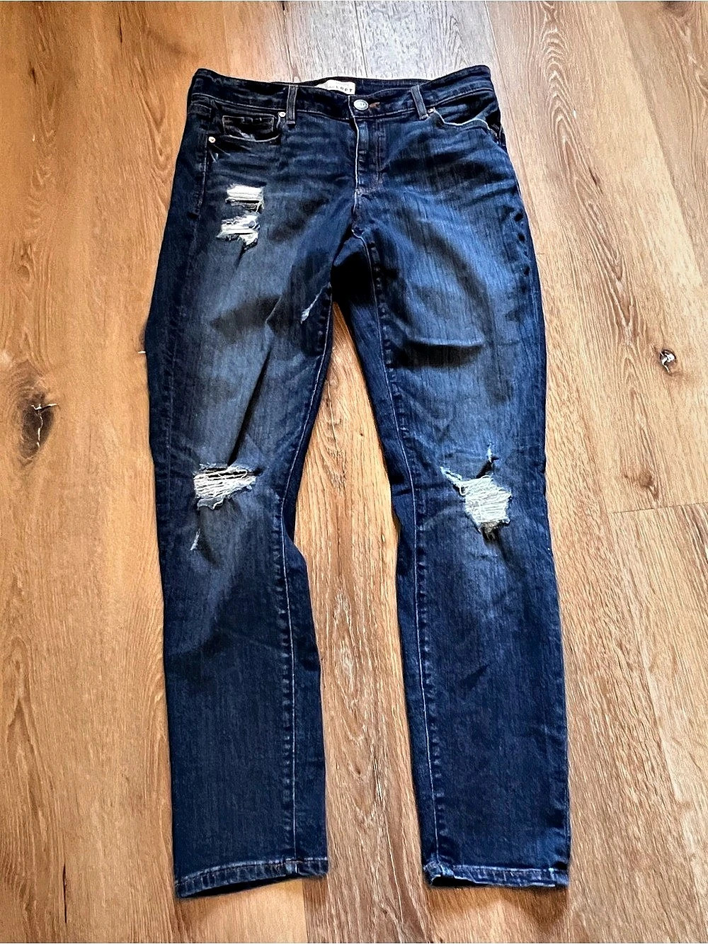LOFT Curvy Skinny Distressed Jeans Waist 29 Blue